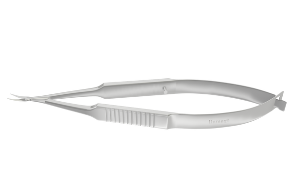 065R 11-052S Vannas Capsulotomy Scissors, Curved, Sharp Tips, 6.00 mm Blades, Flat Handle, Length 84 mm, Stainless Steel