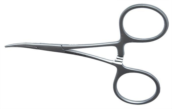 376R 4-121S Hartman Hemostatic Mosquito Forceps, Curved, Serrated Jaws, Length 90 mm, Ring Handle, Stainless Steel