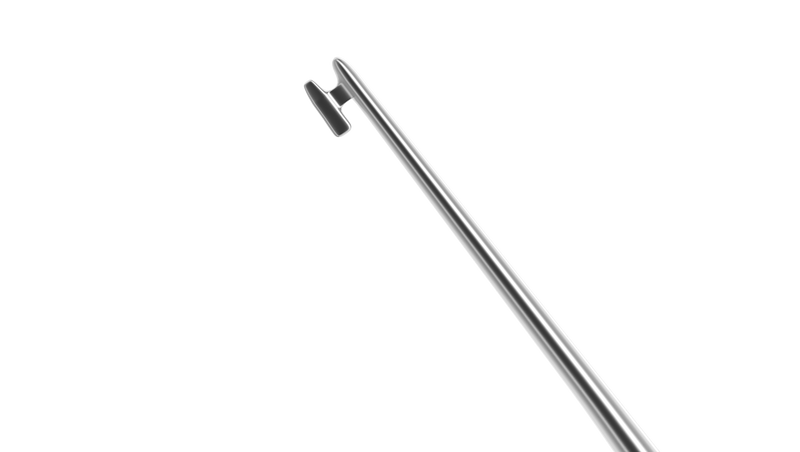 198R 5-030 Kuglen Iris Hook, Angled, H-Shaped Tip, Length 122 mm, Round Titanium Handle