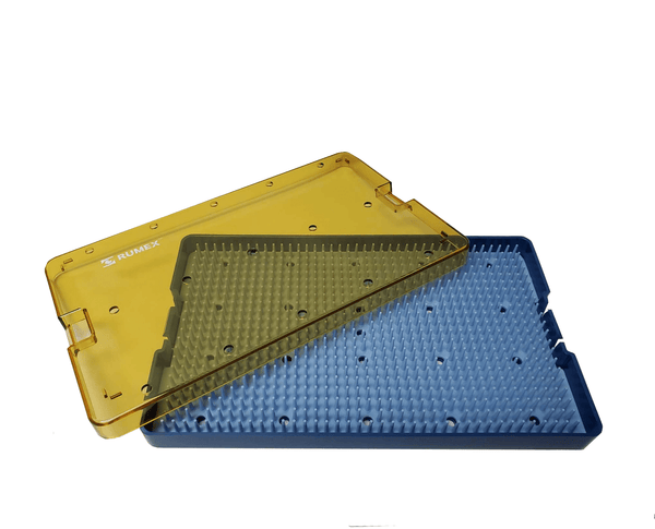 139R 18-304 Plastic Sterilization Tray with Silicone Finger Mat, Extra Large, 254×152×19 mm, 10×6×0.75″