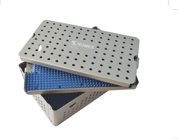 999R 18-326 Aluminum Sterilization Tray with Silicone Mat, Double Level, 260×160×40 mm, 10.25×6.25×3.25″