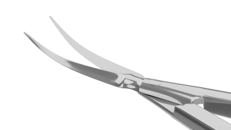 103R 11-058S Gills-Vannas Capsulotomy Scissors, Curved, Sharp Tips, 10.00 mm Blades, Flat Handle, Length 88 mm, Stainless Steel