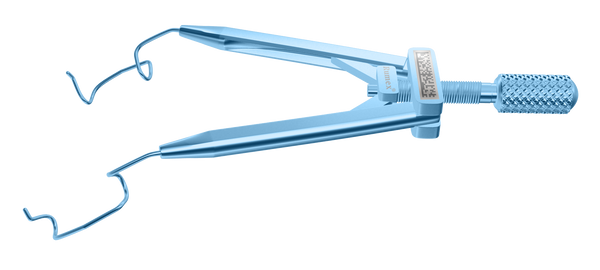 196R 14-0401T Lieberman Temporal Speculum, 14.00 mm V-Shaped Blades, Flat Branches, Adult Size, Length 76 mm, Titanium