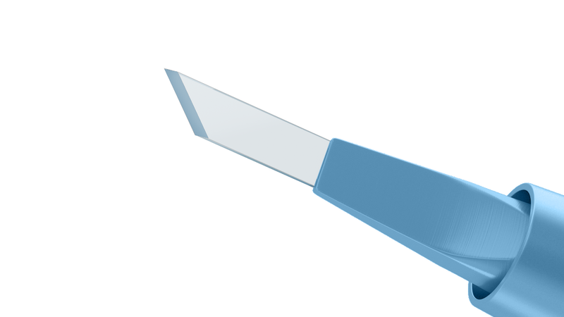 121R 6-10/6-050 Side-Port Diamond Knife, 45° Single-Edge Blade, 1.00 mm, Straight, Length 120 mm, Titanium Handle