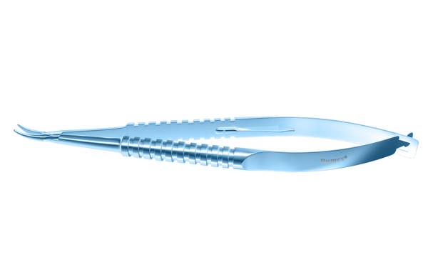 451R 8-060T Barraquer Needle Holder, 12.00 mm Standard Jaws, Curved, with Lock, Long Size, Length 125 mm, Titanium