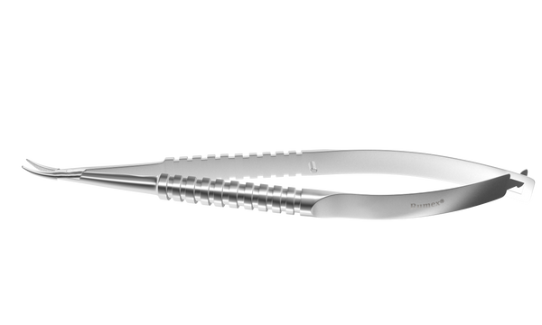 999R 8-091S Barraquer Needle Holder, 12.00 mm Strong Jaws, Curved, without Lock, Long Size, Length 125 mm, Stainless Steel