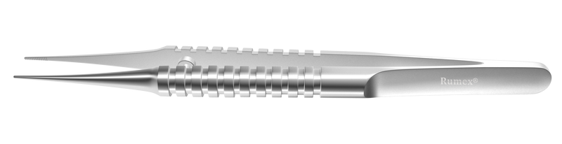 320R 4-070S Dressing Forceps with Delicate Serrations, 6.00 mm Serrated Tips, Straight, Round Handle, Length 108 mm, Stainless Steel