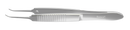 999R 4-102S Iris Forceps with 1x2 Teeth, Curved, Flat Serrated Handle,  Length 72 mm, Stainless Steel