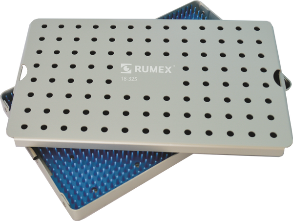 999R 18-325 Aluminum Sterilization Tray with Silicone Mat, 260×160×40 mm, 10.25×6.25×1.5″