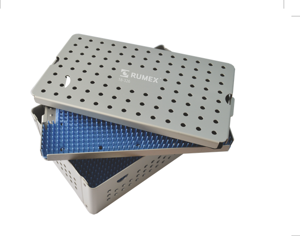 999R 18-326 Aluminum Sterilization Tray with Silicone Mat, Double Level, 260×160×40 mm, 10.25×6.25×1.5″