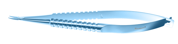 999R 8-045T Barraquer Needle Holder, 8.00 mm Extra Fine Jaws, Curved, without Lock, Medium Size, Length 115 mm, Titanium