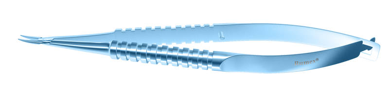 999R 8-045T Barraquer Needle Holder, 8.00 mm Extra Fine Jaws, Curved, without Lock, Medium Size, Length 115 mm, Titanium