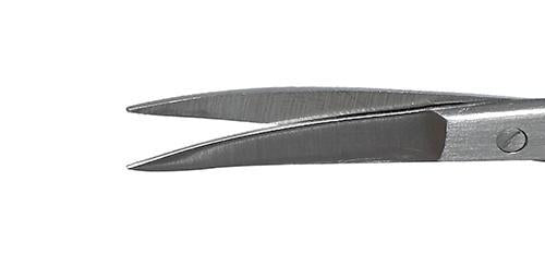 259R 11-081S Curved Iris Scissors, Sharp Tips, 28.00 mm Blades, Ring Handle, Length 115 mm, Stainless Steel