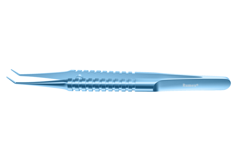 999R 4-1851T Tennant Angled Tying Forceps, Extra-Delicate Tips, for 9-0 to 11-0 Sutures, Round Handle, Length 107 mm, Titanium