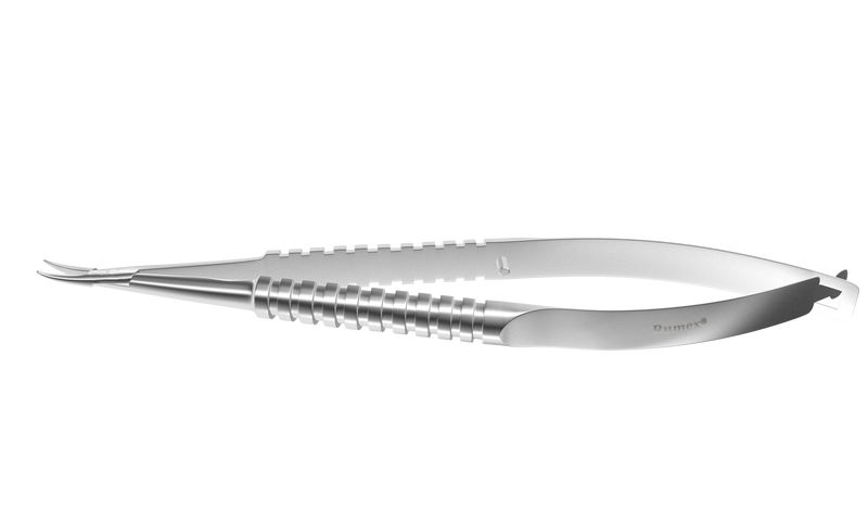 999R 8-041S Barraquer Needle Holder, 12.00 mm Fine Jaws, Curved, without Lock, Medium Size, Length 115 mm, Stainless Steel