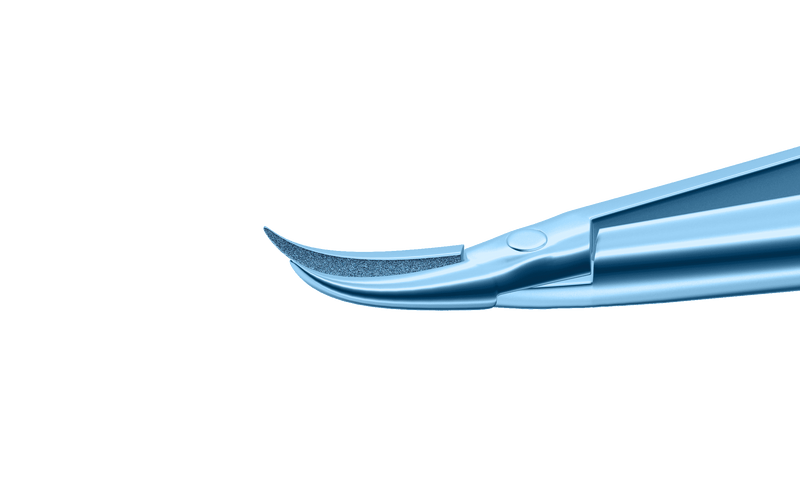 107R 8-041T Barraquer Needle Holder, 12.00 mm Fine Jaws, Curved, without Lock, Medium Size, Length 115 mm, Titanium