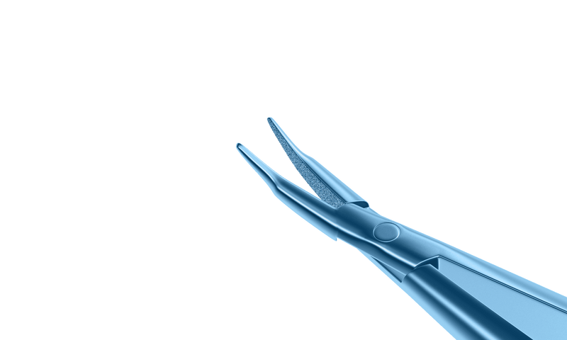 072R 8-051T Barraquer Needle Holder, 8.00 mm Extra Fine Jaws, Curved, without Lock, Long Size, Length 125 mm, Titanium