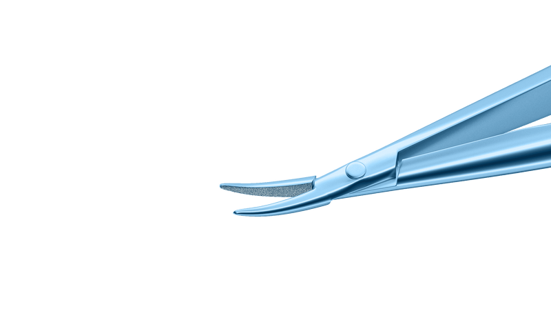 381R 8-070T Barraquer Needle Holder, 12.00 mm Fine Jaws, Curved, with Lock, Long Size, Length 125 mm, Titanium