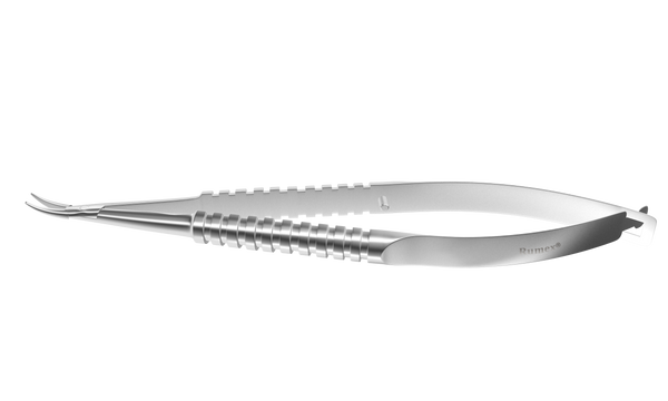 999R 8-071S Barraquer Needle Holder, 12.00 mm Fine Jaws, Curved, without Lock, Long Size, Length 125 mm, Stainless Steel