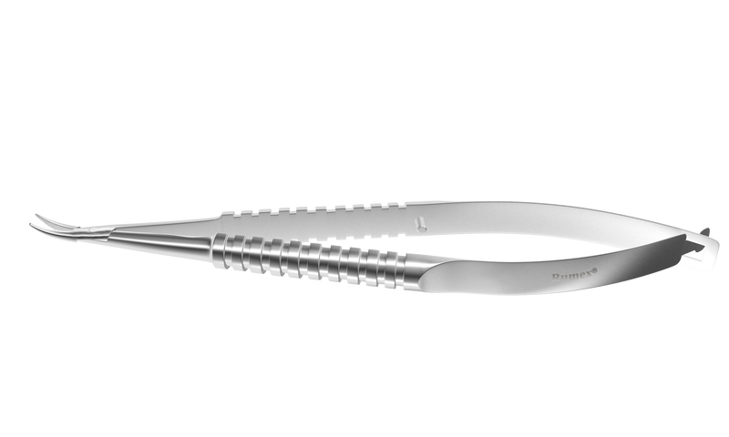 999R 8-091S Barraquer Needle Holder, 12.00 mm Strong Jaws, Curved, without Lock, Long Size, Length 125 mm, Stainless Steel