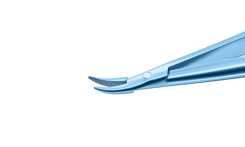 079R 8-091T Barraquer Needle Holder, 12.00 mm Strong Jaws, Curved, without Lock, Long Size, Length 125 mm, Titanium