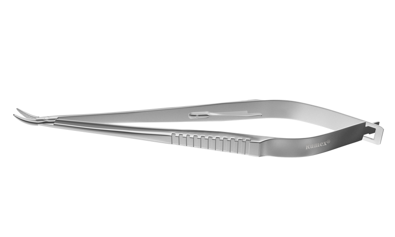 999R 8-100S Castroviejo Needle Holder, Standard Jaws, 11.00 mm Gripping Surface, Curved, with Lock, Length 140 mm, Stainless Steel