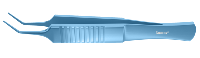 543R 4-2144T Forceps for ICRS Implantation, with 1x1 Teeth, 0.30 mm Groove, Length 85 mm, Flat Handle, Titanium
